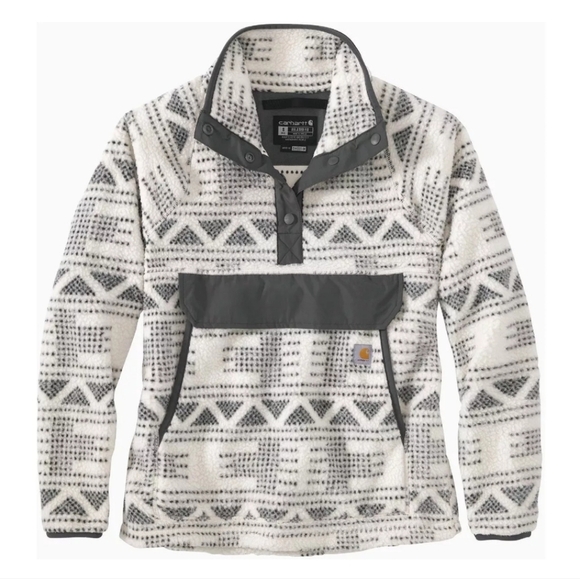 Carhartt Sweaters - Carhartt Womens Malt Geo Aztec Fleece Pullover Size Small White Grey Cozy Warm